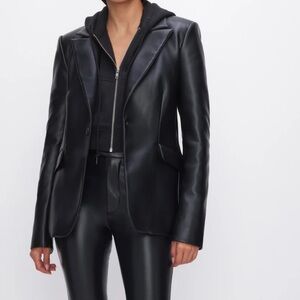 Good American Black Leather Jacket